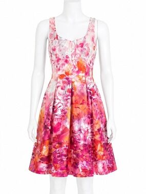 Nine West Bulgarian Rose Floral Pleated Fit Flare A Line Dress NWT Wedding  12